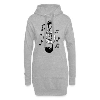Music Love Clef Party Musicien DJ Danse - Sweat-shirt à capuche long Femme - gris chiné - Devant