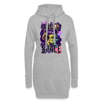 Astronaut - I need more space - Hoodie-Kleid - Grau meliert - Vorne
