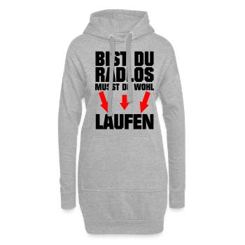Radlos Laufen Witziger Spruch - Hoodie-Kleid - Grau meliert - Vorne