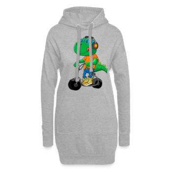 Dino Scooter Dino Liebhaber Lustige Geschenkidee - Hoodie-Kleid - Grau meliert - Vorne