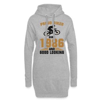 Fier anniversaire cycliste 1986 Né vélo - Sweat-shirt à capuche long Femme - gris chiné - Devant