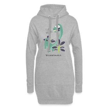 Dinosaurier Veganosaurus - Hoodie-Kleid - Grau meliert - Vorne