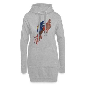 fliegender Ara Papagei makaw - Hoodie-Kleid - Grau meliert - Vorne