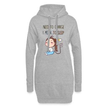 I Need To Charge I Mean To Sleep. Sleeping Girl. - Hoodie Dress - heather grey - Front
