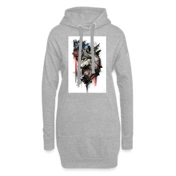 Wolf Design par ART8NS Art sur Streetwear S 18of25 - Sweat-shirt à capuche long Femme - gris chiné - Devant