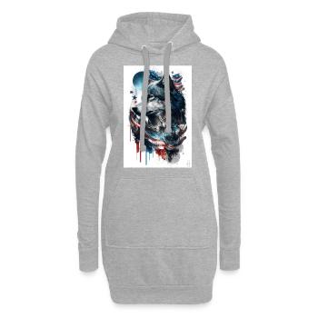 Wolf Design par ART8NS Art on Streetwear S 09of25 - Sweat-shirt à capuche long Femme - gris chiné - Devant