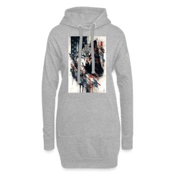 Wolf Design par ART8NS Art on Streetwear S 01of25 - Sweat-shirt à capuche long Femme - gris chiné - Devant