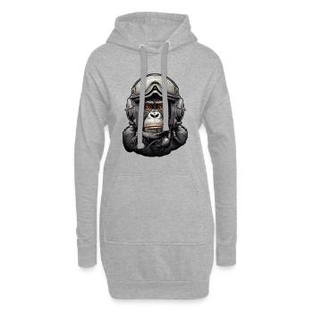 Pilot Monkey Digitale Kunst - Hoodie-Kleid - Grau meliert - Vorne