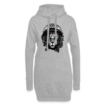 Cheetah, leopard with helmet , Digital - Sweat-shirt à capuche long Femme - gris chiné - Devant