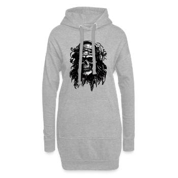 Helmet Pilot skull head, Digital Illustration, - Sweat-shirt à capuche long Femme - gris chiné - Devant