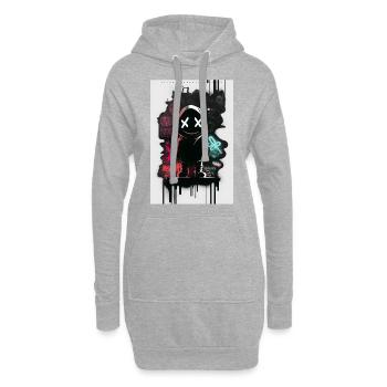 Robot Graffiti Design by ART8NS Art ON Streetwear - Hoodie-Kleid - Grau meliert - Vorne