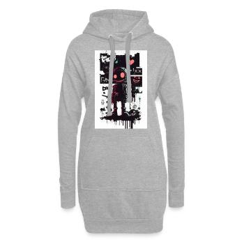 Robot Graffiti Design by ART8NS Art ON Streetwear - Hoodie-Kleid - Grau meliert - Vorne