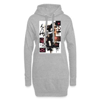 Cat Graffiti Design by ART8NS Art ON Streetwear - Hoodie-Kleid - Grau meliert - Vorne