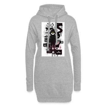 Robot Graffiti Design par ART8NS Art ON Streetwear - Sweat-shirt à capuche long Femme - gris chiné - Devant