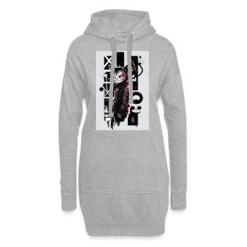 Cat Graffiti Design by ART8NS Art ON Streetwear - Hoodie-Kleid - Grau meliert - Vorne