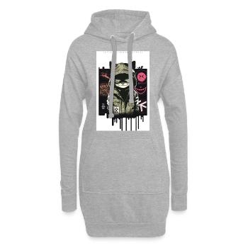 Cat ART8NS - Art ON Streetwear - Hoodie-Kleid - Grau meliert - Vorne