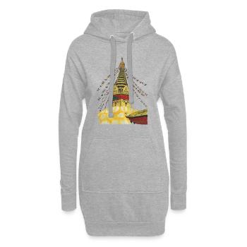 Stupa von Swayambhunath Kathmandu Nepal Buddhismus - Hoodie-Kleid - Grau meliert - Vorne