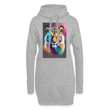 tete de tigre - Sweat-shirt à capuche long Femme - gris chiné - Devant