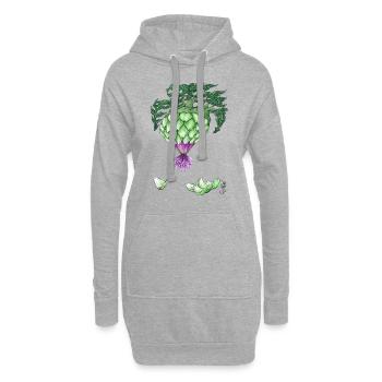 Cœur d'Artichaut Vert - Sweat-shirt à capuche long Femme - gris chiné - Devant