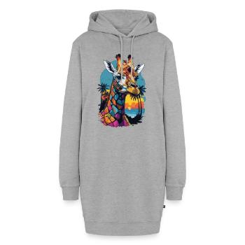 Safari urbain à Miami: girafe colorée - Sweat-shirt à capuche long Femme - gris chiné - Devant