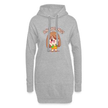 Annyeong. Kawaii Chibi Anime Girl. - Hoodie Dress - heather grey - Front