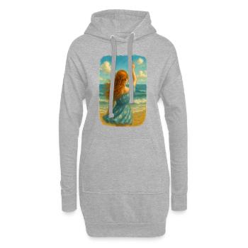 Rothaariges Mädchen am Meer - Hoodie-Kleid - Grau meliert - Vorne