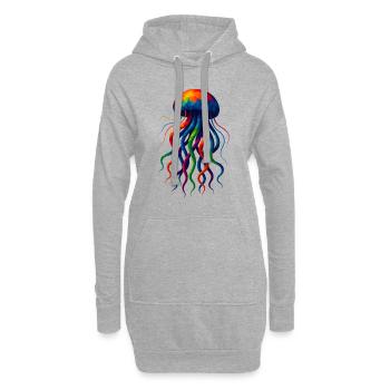 WPAP Stil Polygon Tiere - Qualle - Hoodie-Kleid - Grau meliert - Vorne