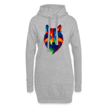 WPAP Polygon Stil Tiere Wolf - Hoodie-Kleid - Grau meliert - Vorne