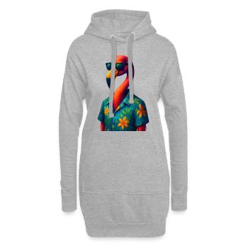 WPAP Stil Tiere - Flamingo mit Sonnenbrille - Hoodie-Kleid - Grau meliert - Vorne