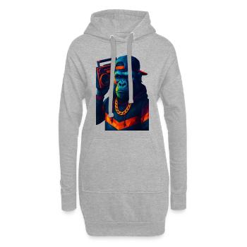 WPAP Style Animals - Gorilla Hip Hop Outfit Boombox - Sweat-shirt à capuche long Femme - gris chiné - Devant