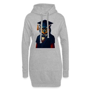WPAP Stil Tier - Eule im Professoren-Outfit Fliege - Hoodie-Kleid - Grau meliert - Vorne