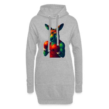 WPAP Stil Tiere - Känguru Boxer in Pose - Hoodie-Kleid - Grau meliert - Vorne