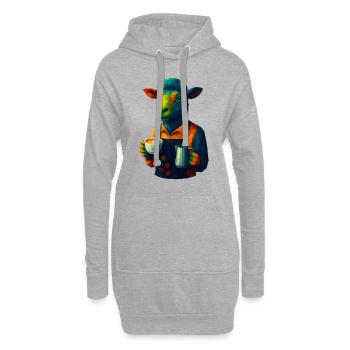 WPAP Stil Tiere - Schaf Barista mit Milchkaffee - Hoodie-Kleid - Grau meliert - Vorne