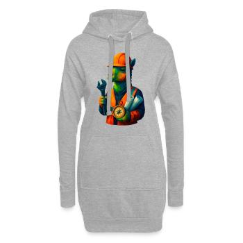 WPAP Stil Tiere - Alpaka Ingenieur mit Schutzhelm - Hoodie-Kleid - Grau meliert - Vorne