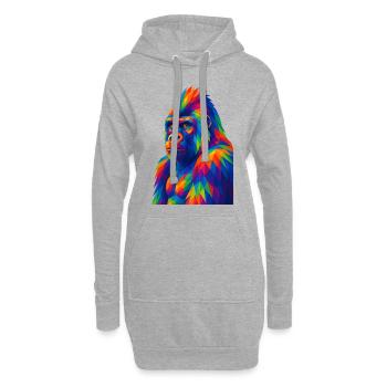WPAP Polygon Stil Tiere - Gorilla Porträt - Hoodie-Kleid - Grau meliert - Vorne