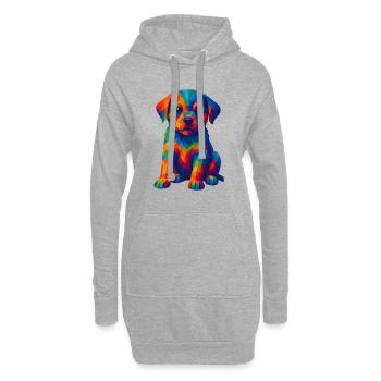 WPAP Polygon Stil Tiere - Hundewelpen Porträt - Hoodie-Kleid - Grau meliert - Vorne