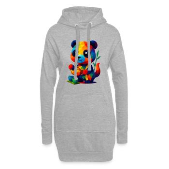 WPAP Polygon Kawaii Stil Tiere Baby Panda Teetasse - Hoodie-Kleid - Grau meliert - Vorne