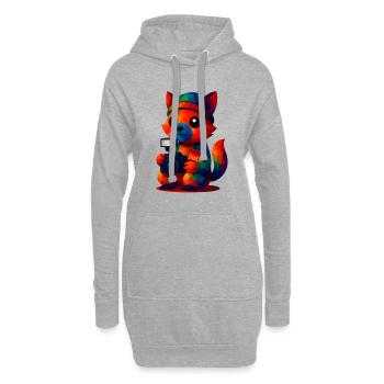 WPAP Polygon Kawaii Stil Tiere Baby Fuchs Fotograf - Hoodie-Kleid - Grau meliert - Vorne