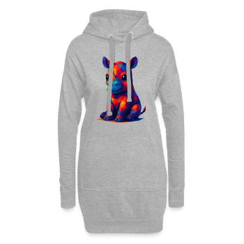 WPAP Polygon Kawaii Stil Tiere Baby Nashorn - Hoodie-Kleid - Grau meliert - Vorne