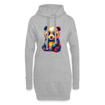 WPAP Polygon Kawaii Style Animaux Bébé Panda Ours - Sweat-shirt à capuche long Femme - gris chiné - Devant