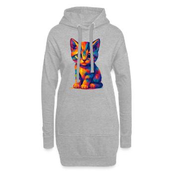 WPAP Polygon Kawaii Stil Tiere Baby Katze Kätzchen - Hoodie-Kleid - Grau meliert - Vorne