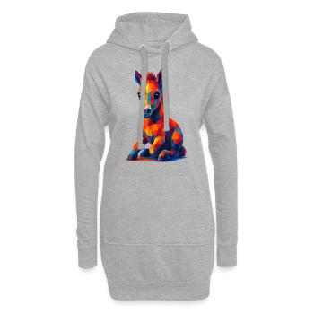 WPAP Polygon Kawaii Style Animaux Bébé Cheval Poulain - Sweat-shirt à capuche long Femme - gris chiné - Devant