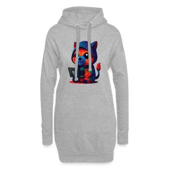 WPAP Polygon Kawaii Stil Tiere Baby Waschbär - Hoodie-Kleid - Grau meliert - Vorne
