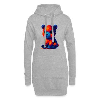 WPAP Polygon Kawaii Stil Baby Grizzly Braunbär - Hoodie-Kleid - Grau meliert - Vorne