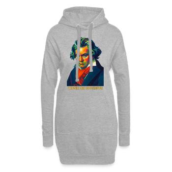 WPAP Polygon Porträt Ludwig van Beethoven - Hoodie-Kleid - Grau meliert - Vorne