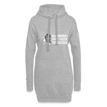 Läufer schauen nicht nach Wetter - Laufmotivation - Hoodie-Kleid - Grau meliert - Vorne