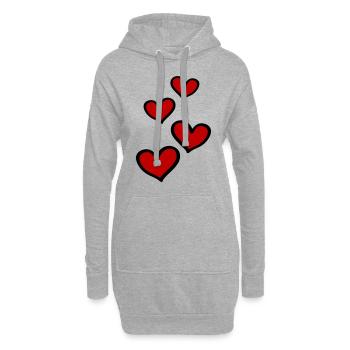 Symbole du cœur Amour - Sweat-shirt à capuche long Femme - gris chiné - Devant