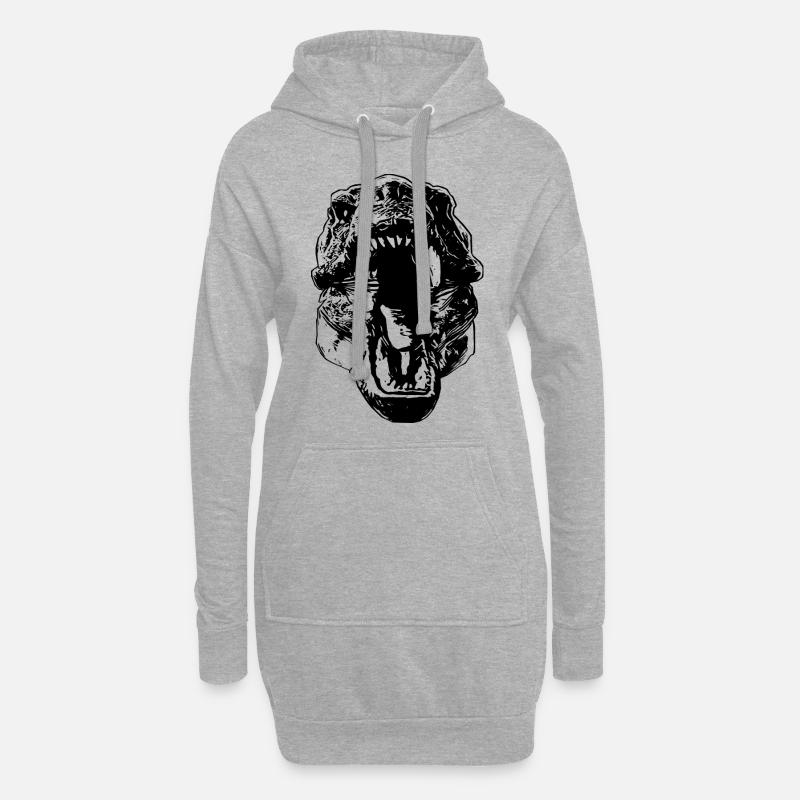 T-Rex - Hoodie-Kleid - Grau meliert