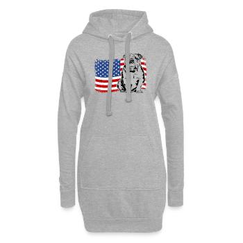Bouledogue anglais Amérique Flag Dogs Wilsigns - Sweat-shirt à capuche long Femme - gris chiné - Devant
