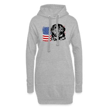 Neufundländer Amerika Fahne Hunde Wilsigns - Hoodie-Kleid - Grau meliert - Vorne